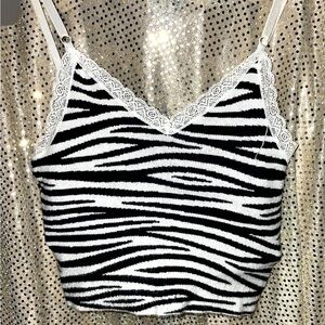 Fleece zebra crop tank top